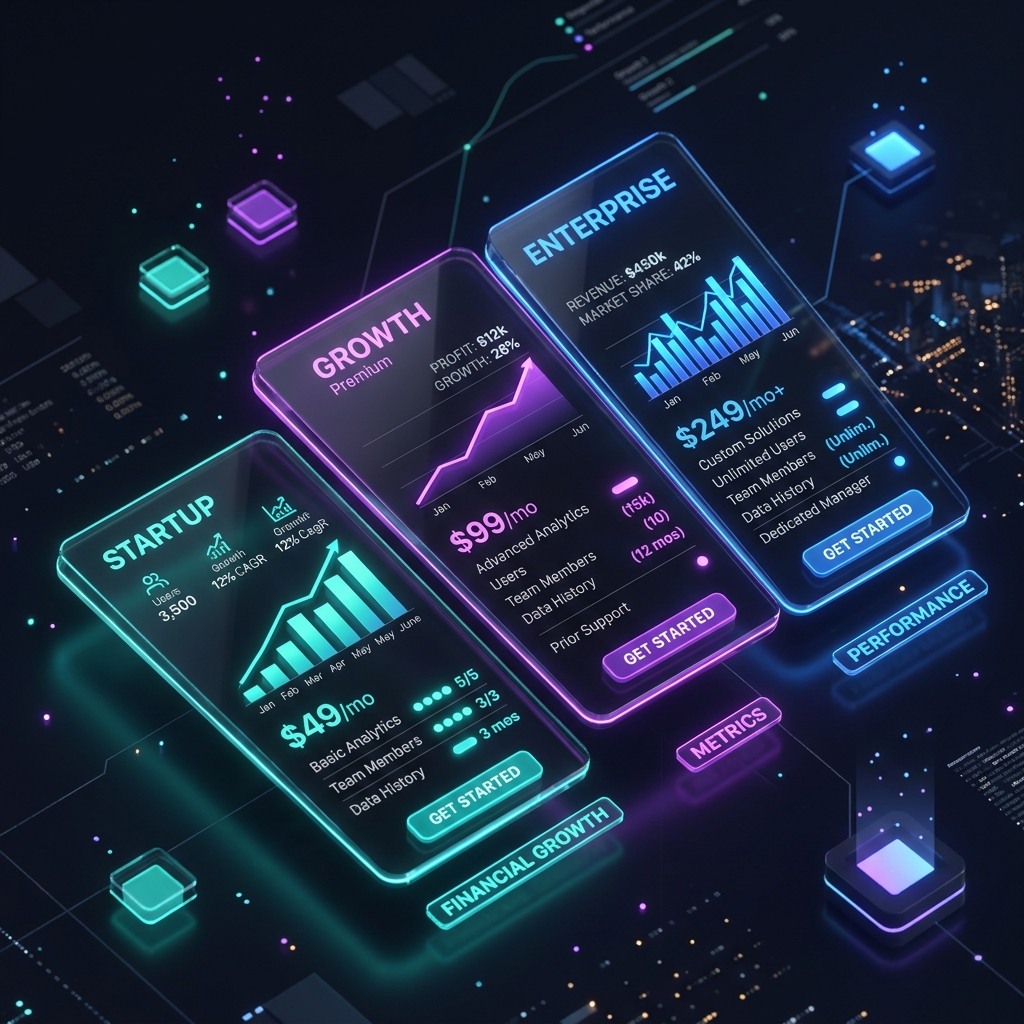 Transparent billing dashboard and pricing illustration mockup